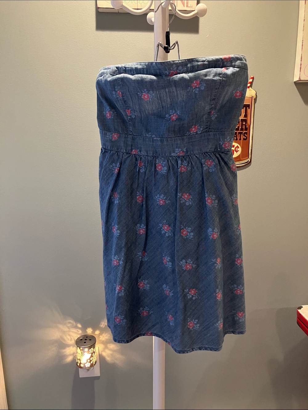 Hollister Blue Floral Strapless Sundress